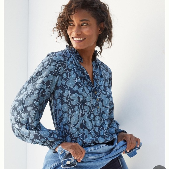 Anthropologie Maeve Collette Floral Motif Balloon Sleeve Peasant Blouse - Picture 1 of 16